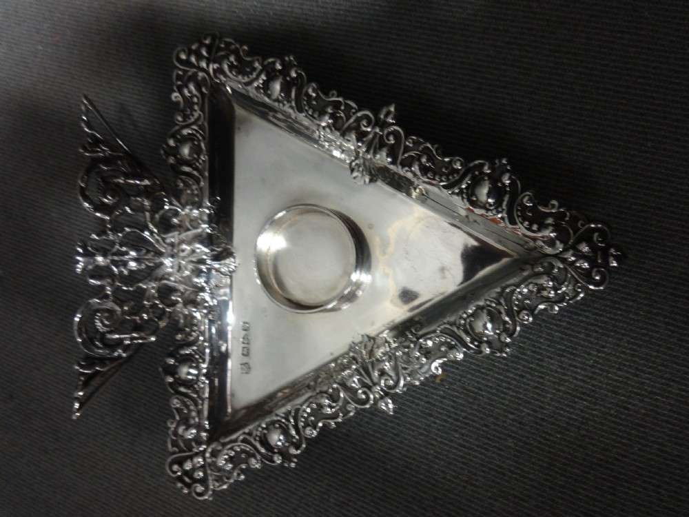Excellent Victorian Silver Inkwell and Stand Chester 1895 View IV