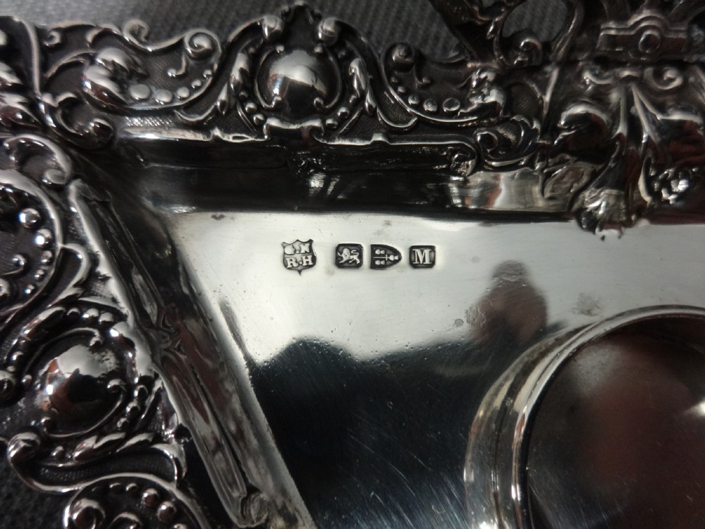 Excellent Victorian Silver Inkwell and Stand Chester 1895 View V