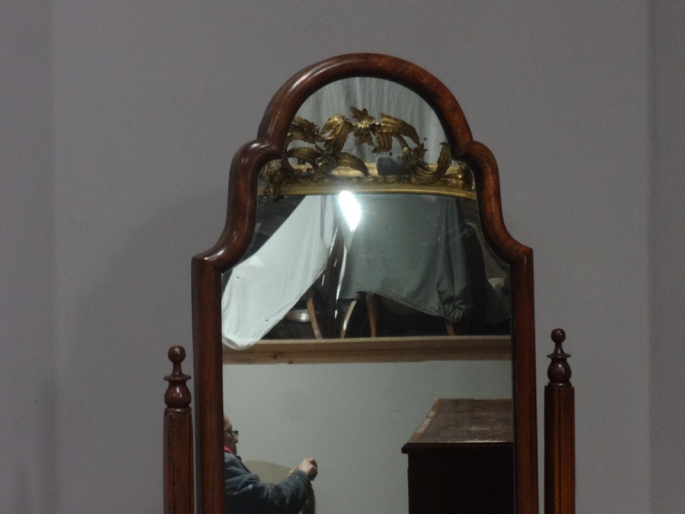 Very Good Walnut Cheval Mirror View III