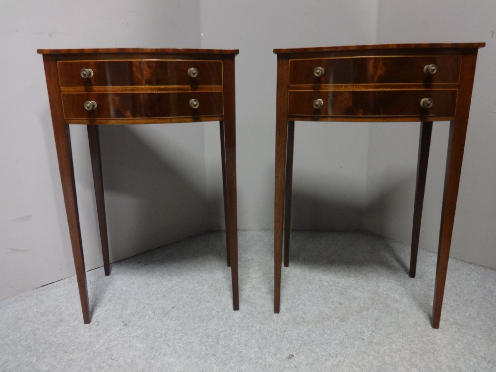 Super Pair Mahogany  Bowed Bedside Chests of Drawers