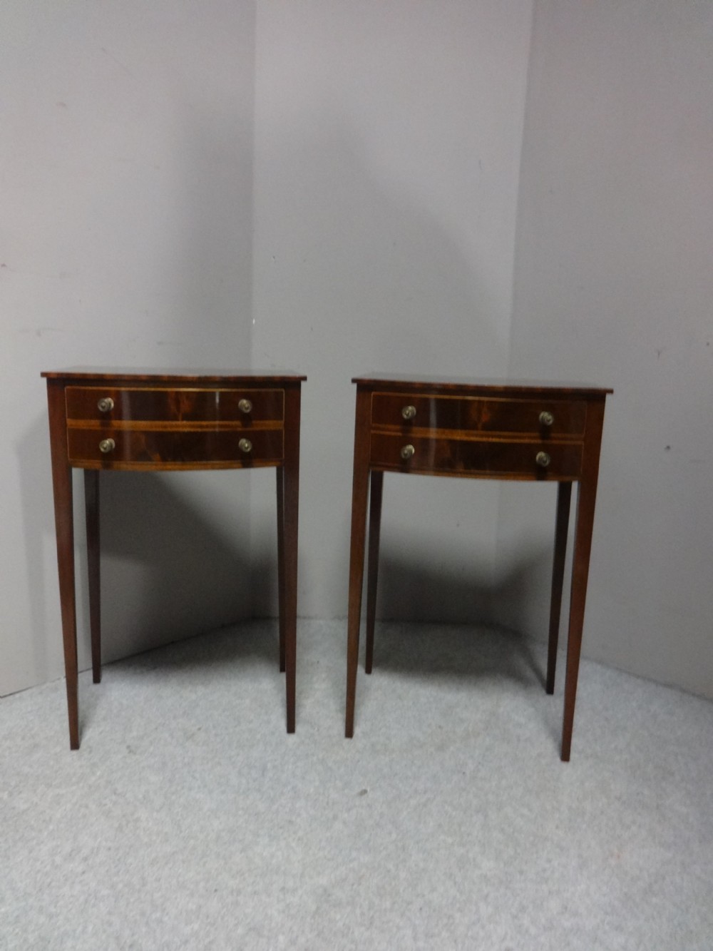 Super Pair Mahogany  Bowed Bedside Chests of Drawers View II