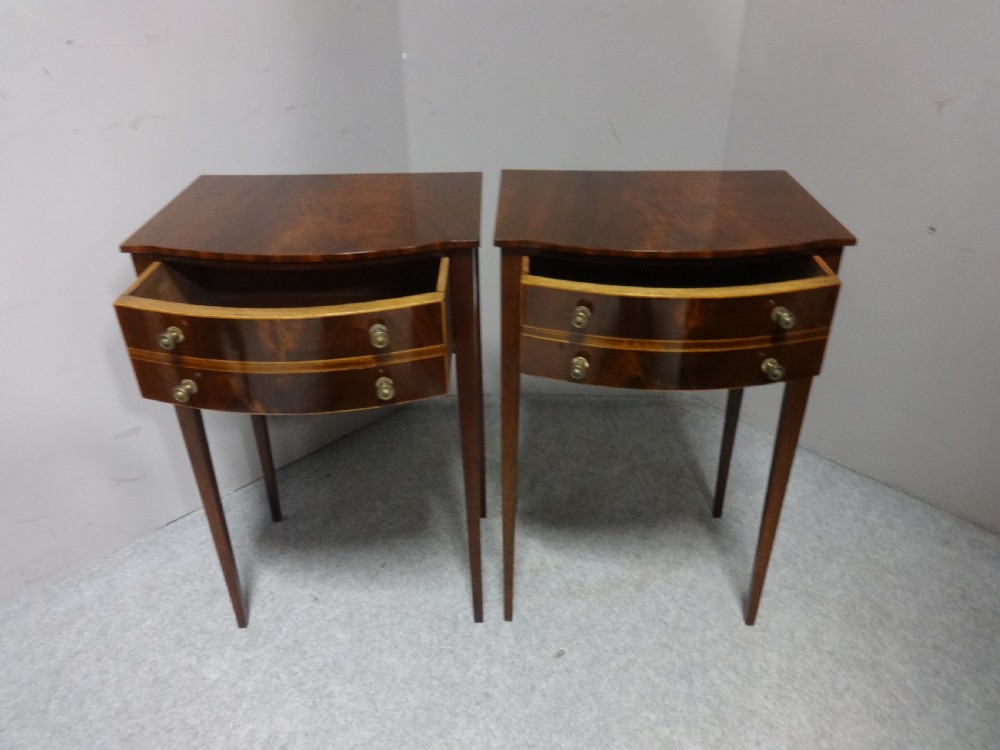 Super Pair Mahogany  Bowed Bedside Chests of Drawers View V