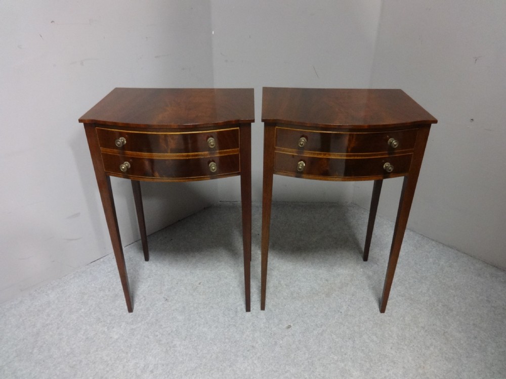 Super Pair Mahogany  Bowed Bedside Chests of Drawers View VII