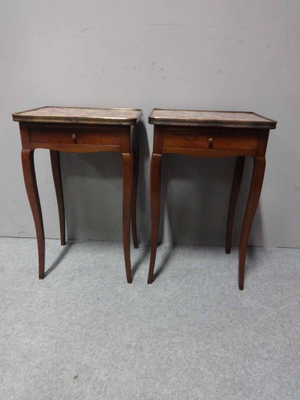 Good Pair Marble Topped Side Tables