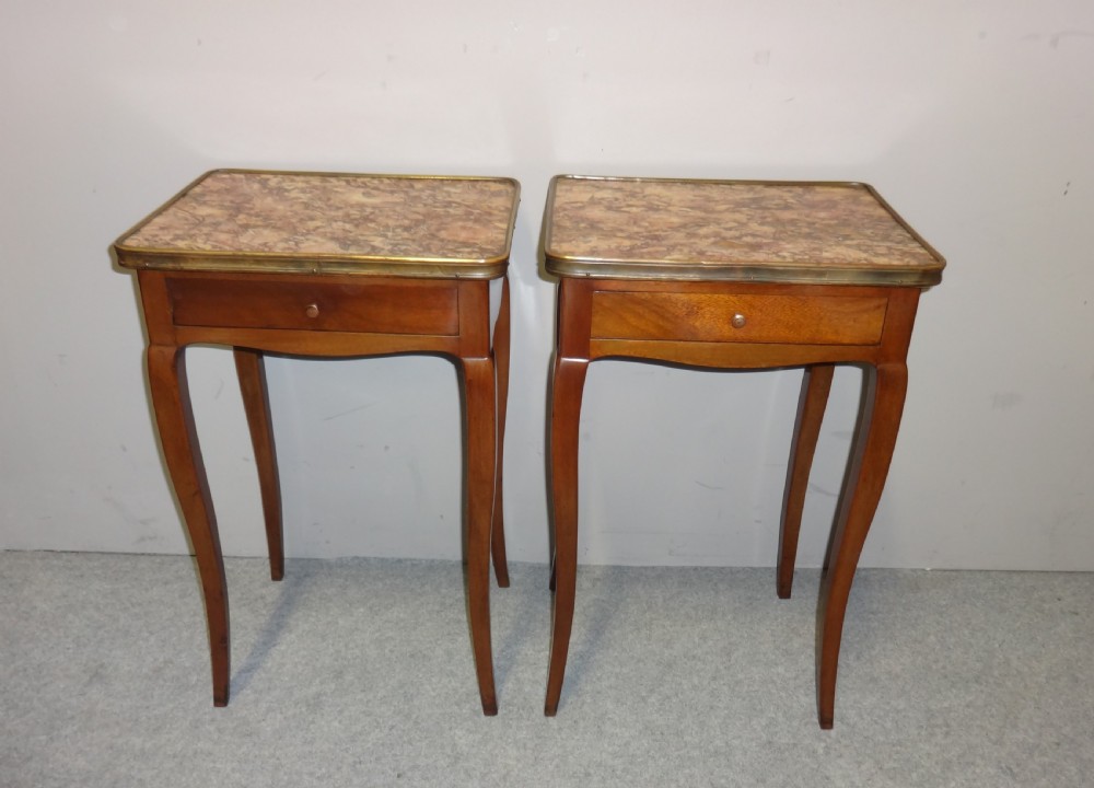 Good Pair Marble Topped Side Tables View II