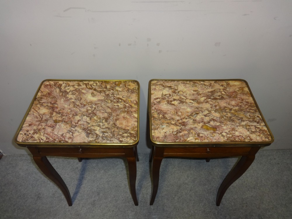 Good Pair Marble Topped Side Tables View IV