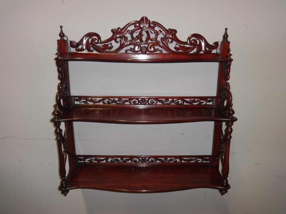 Very Nice Carved and Pierced Mahogany Wall Shelves