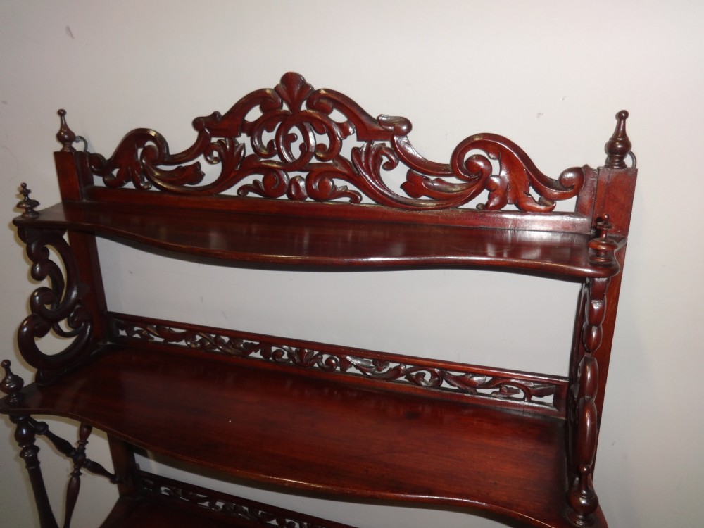 Very Nice Carved and Pierced Mahogany Wall Shelves View V