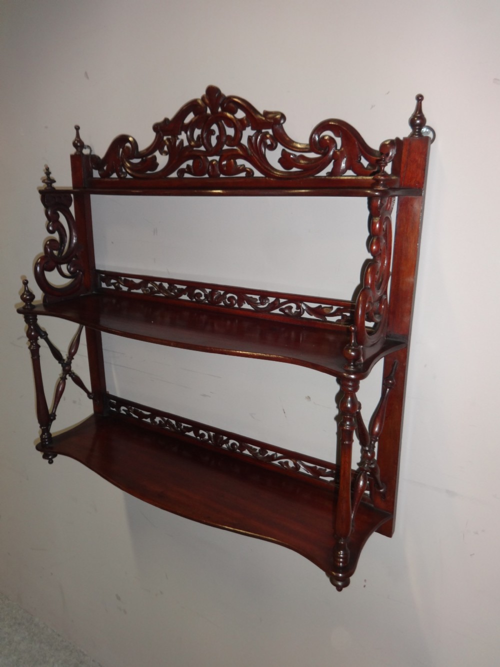 Very Nice Carved and Pierced Mahogany Wall Shelves View VI