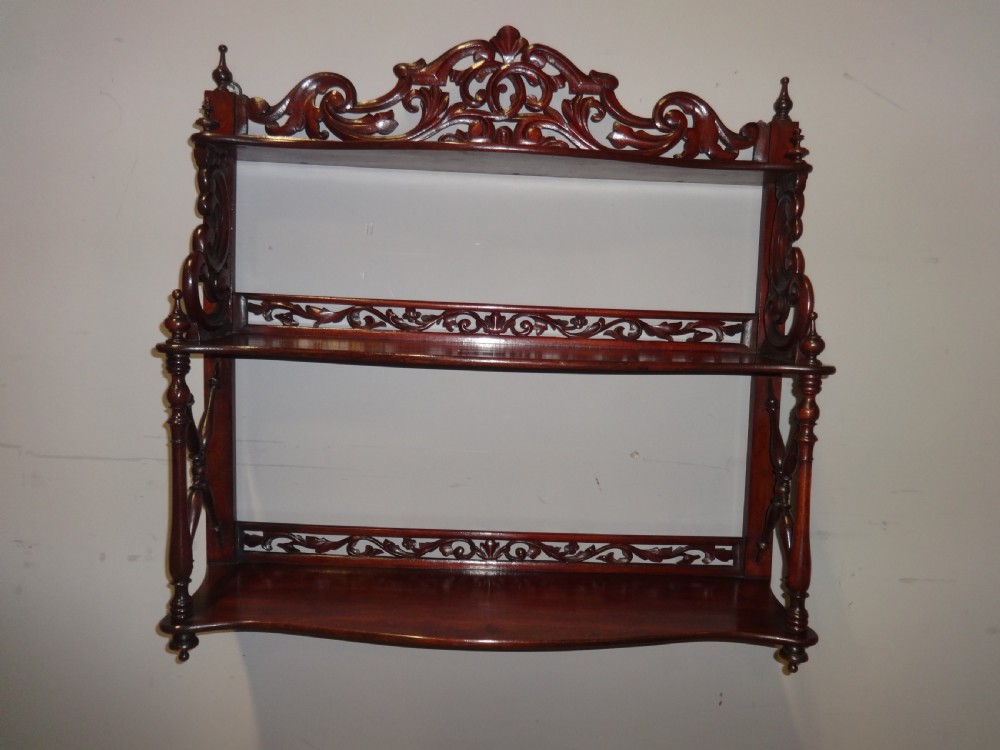 Very Nice Carved and Pierced Mahogany Wall Shelves View VII