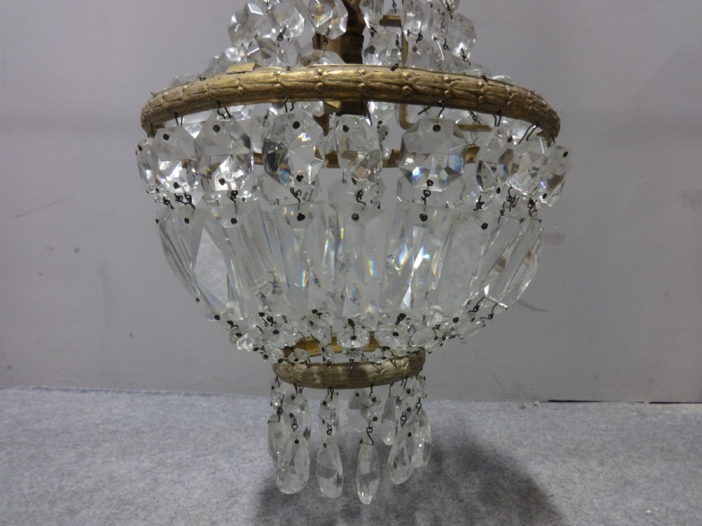 Pretty French Gilt and Crystal Chandelier View IV