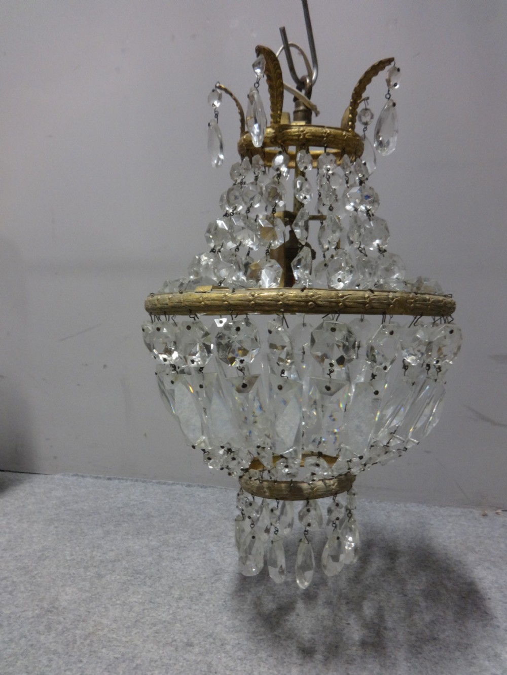 Pretty French Gilt and Crystal Chandelier View VII