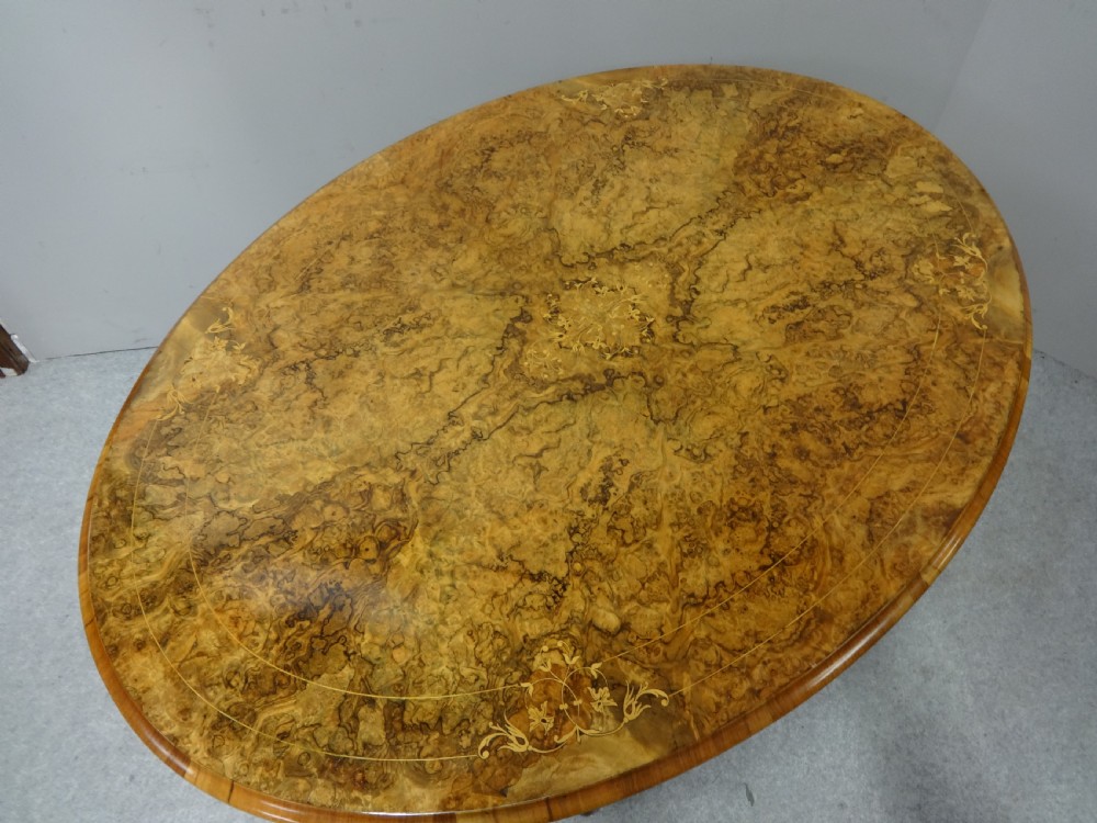 Wonderful Burr Walnut Inlaid Loo Table View III