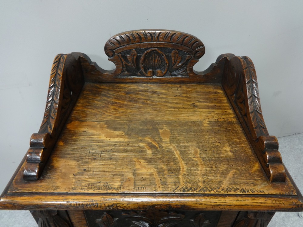 Victorian Green Man Carved Oak Coal Bin View II