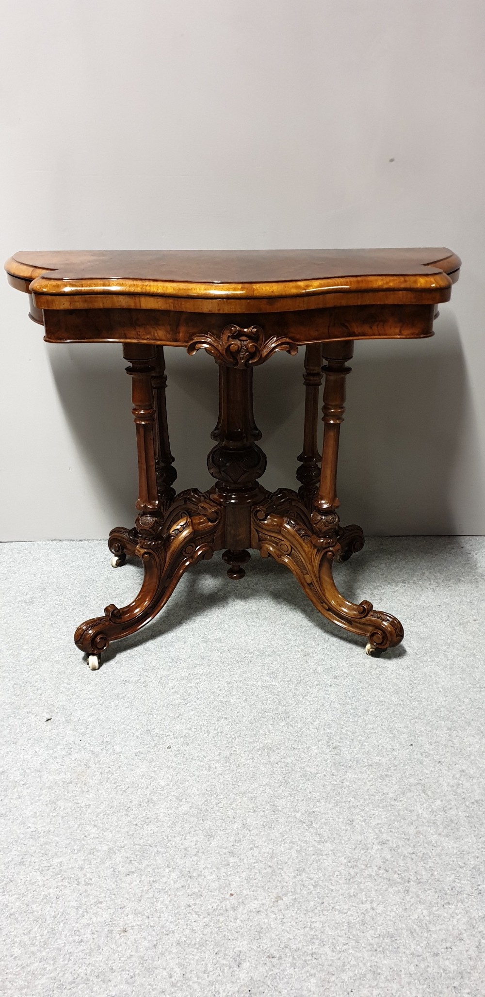 Top Quality Serpentine Burr Walnut Games Table