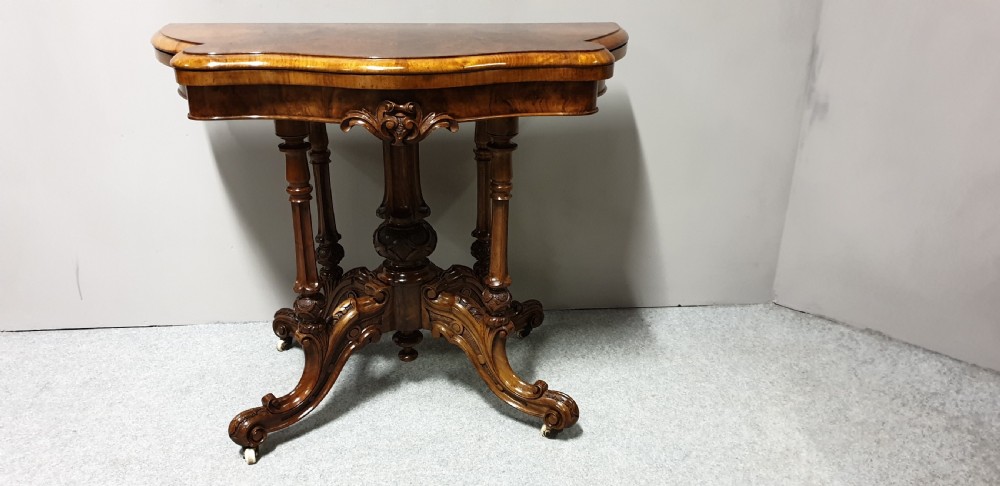 Top Quality Serpentine Burr Walnut Games Table View II