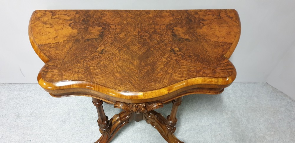 Top Quality Serpentine Burr Walnut Games Table View IV
