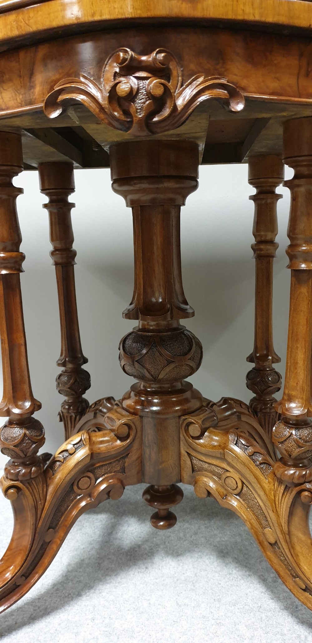 Top Quality Serpentine Burr Walnut Games Table View VI