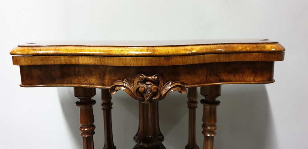 Top Quality Serpentine Burr Walnut Games Table View XII