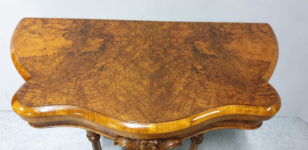 Top Quality Serpentine Burr Walnut Games Table View XIII