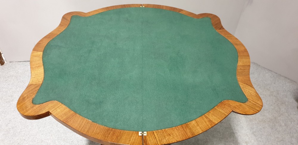 Top Quality Serpentine Burr Walnut Games Table View XV