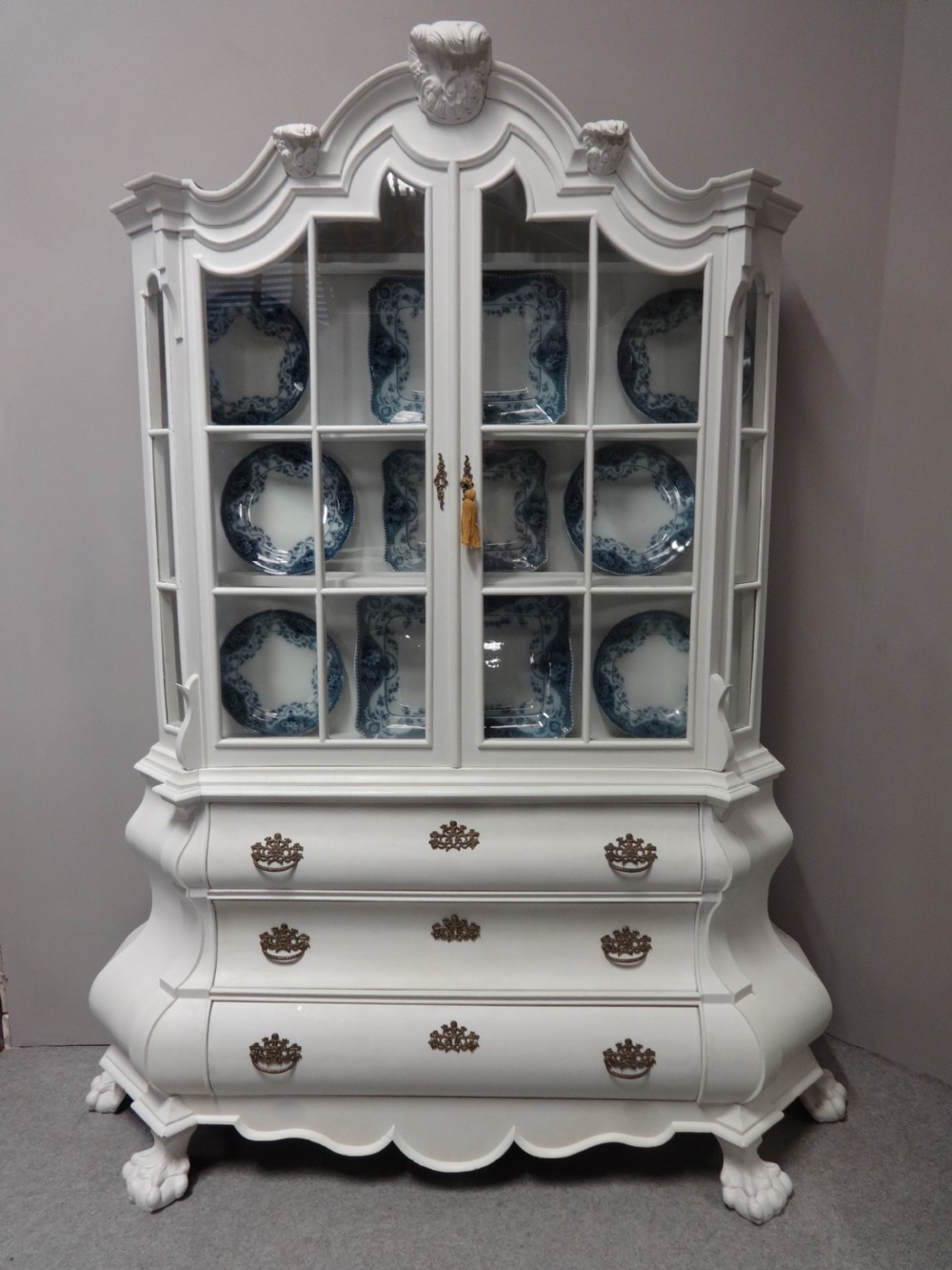 Super Painted Dutch Bombe Cabinet