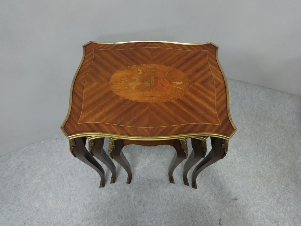 French Inlaid Nest of Three Tables c.1920 View VIII