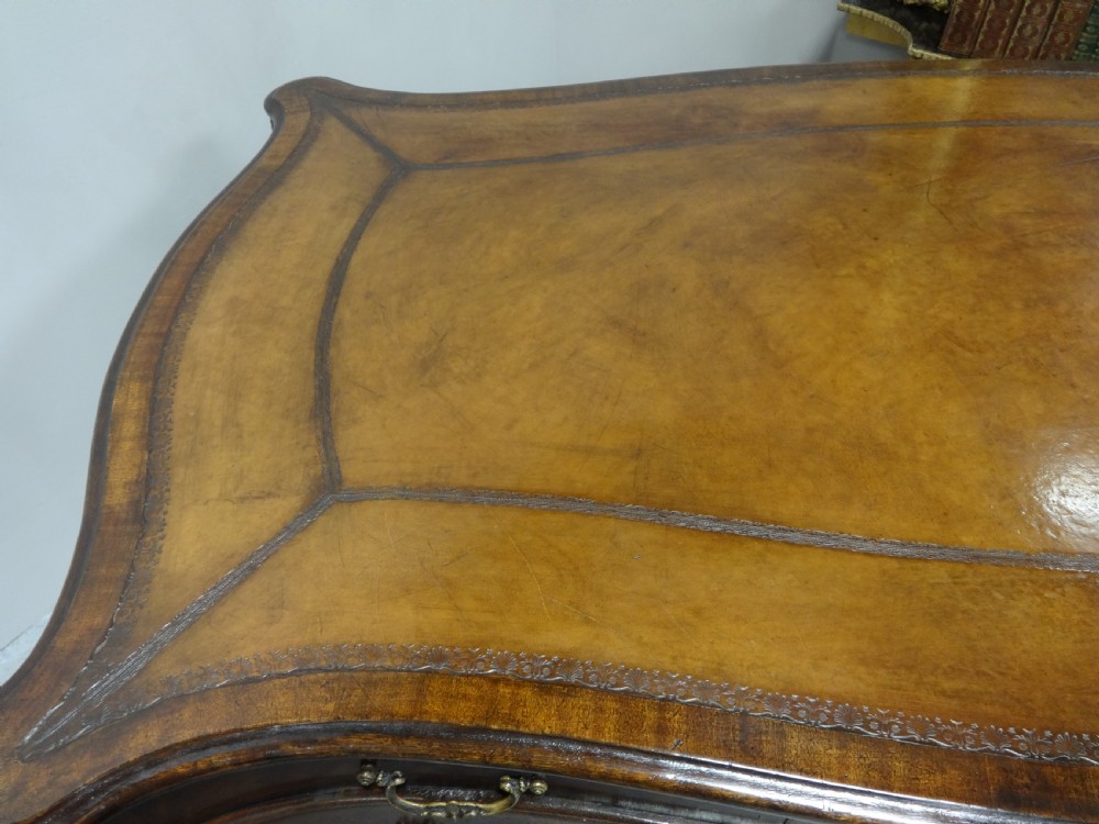 Impressive Double Pedestal Serpentine  Mahogany Partners Desk View IX