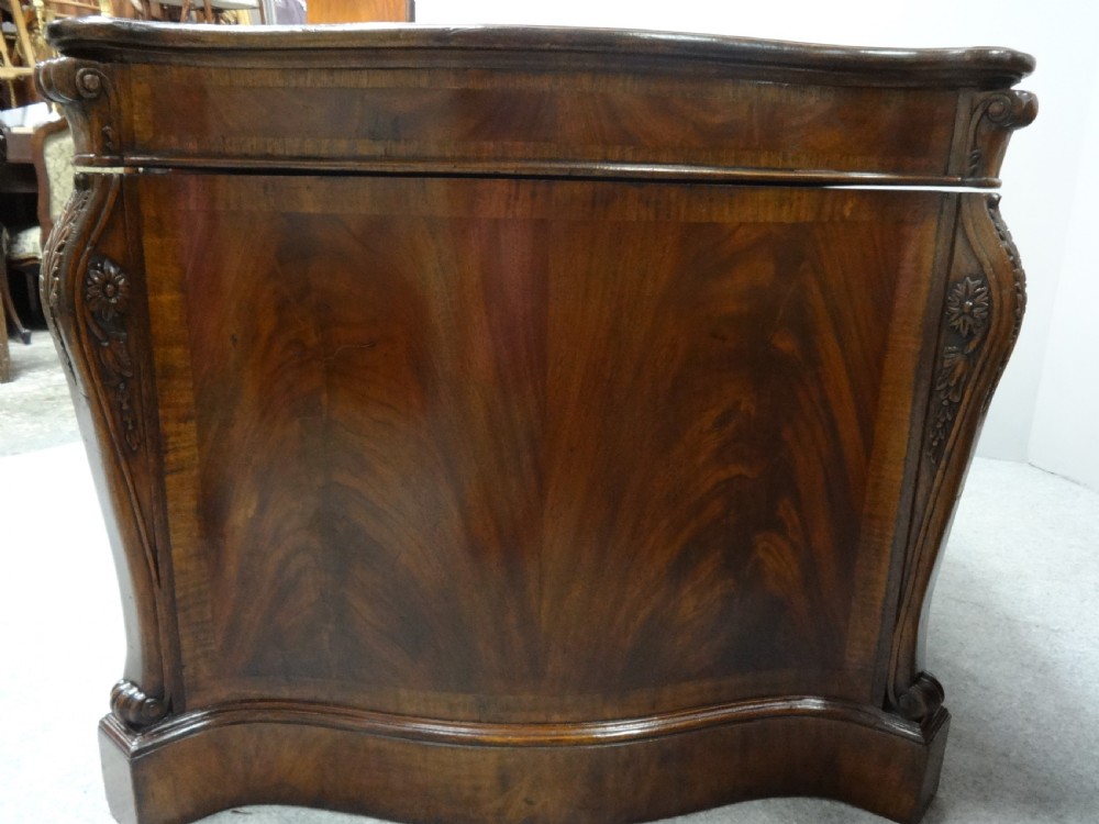 Impressive Double Pedestal Serpentine  Mahogany Partners Desk View XIII