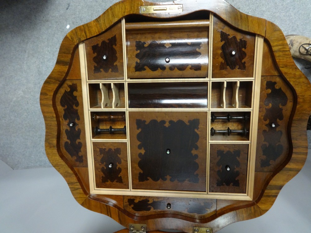 Outstanding Burr Walnut Sewing Box View XII
