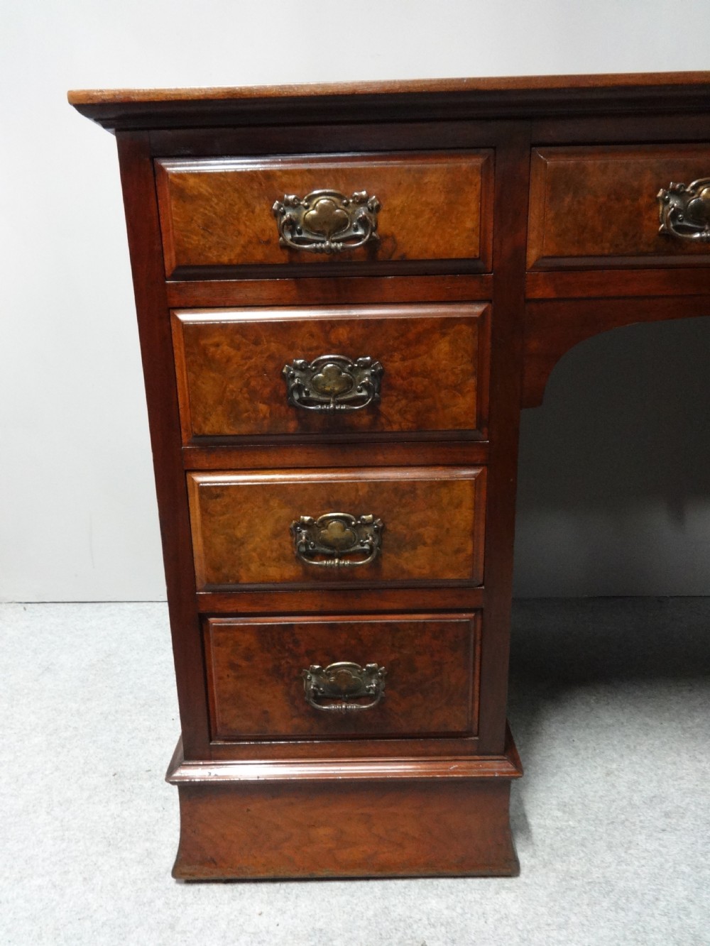 Victorian Burr Walnut Pedestal Desk View II