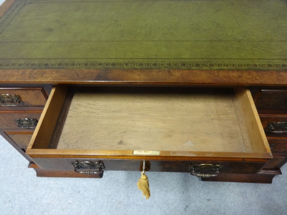 Victorian Burr Walnut Pedestal Desk View III