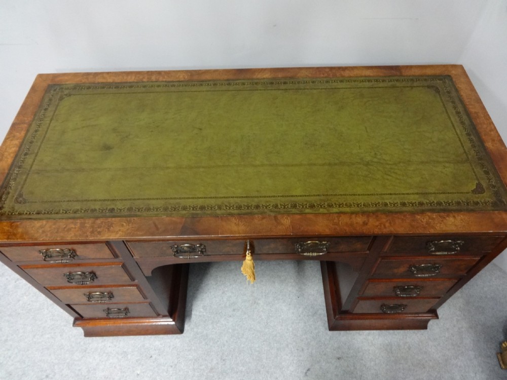 Victorian Burr Walnut Pedestal Desk View V