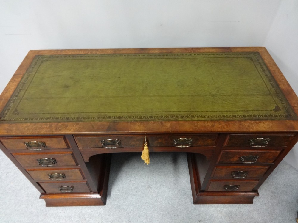 Victorian Burr Walnut Pedestal Desk View VI