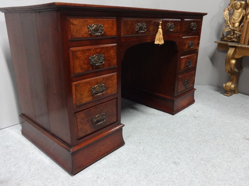 Victorian Burr Walnut Pedestal Desk View IX