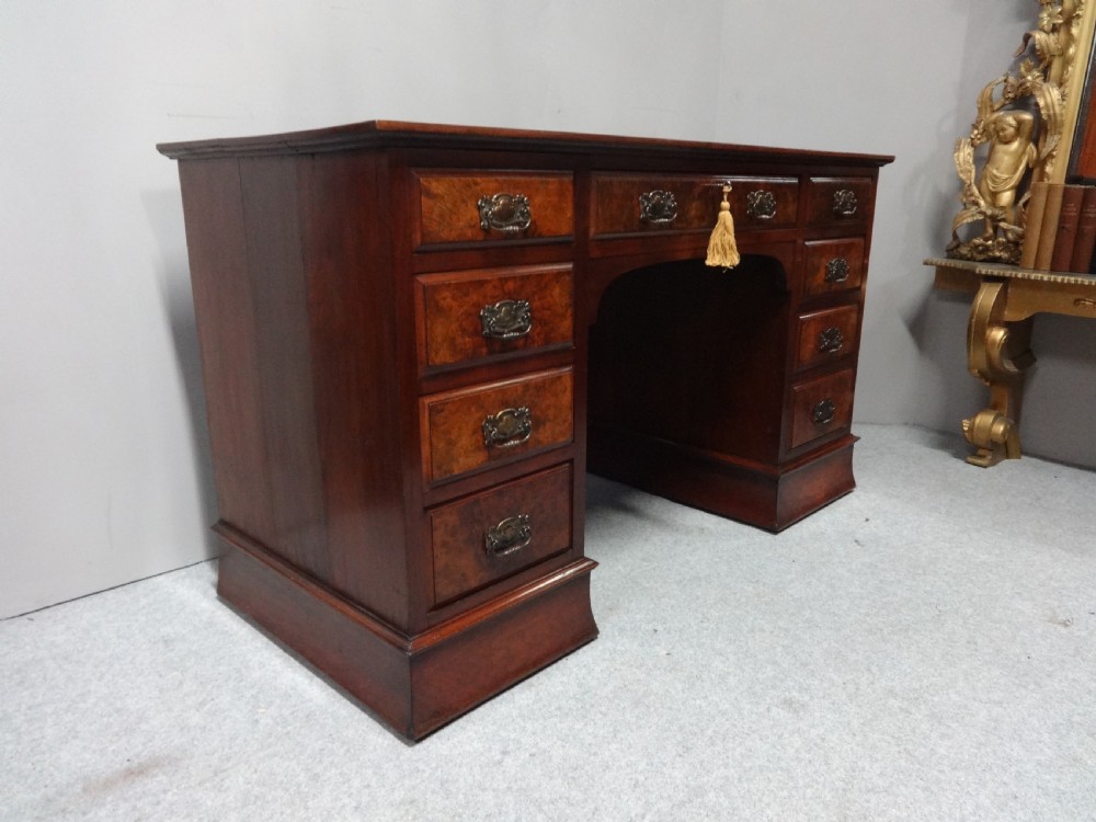 Victorian Burr Walnut Pedestal Desk View X