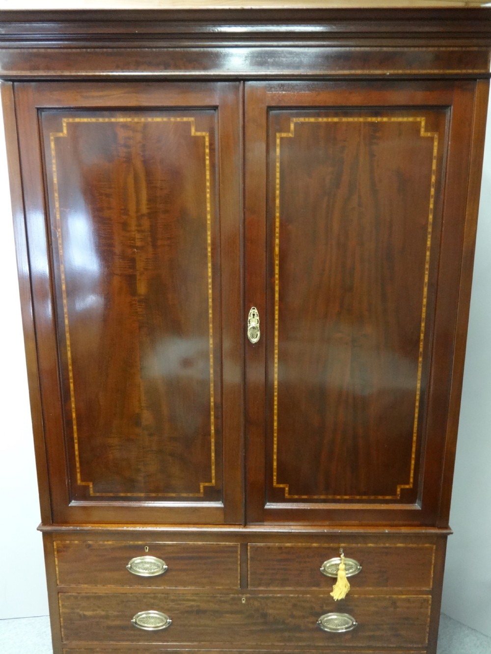 Excellent Quality Mahogany Inlaid Linen Press View II