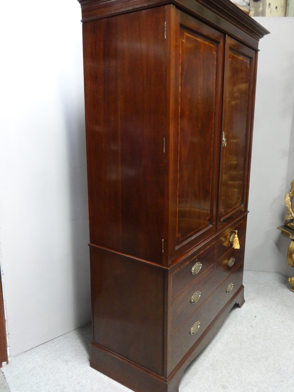 Excellent Quality Mahogany Inlaid Linen Press View III
