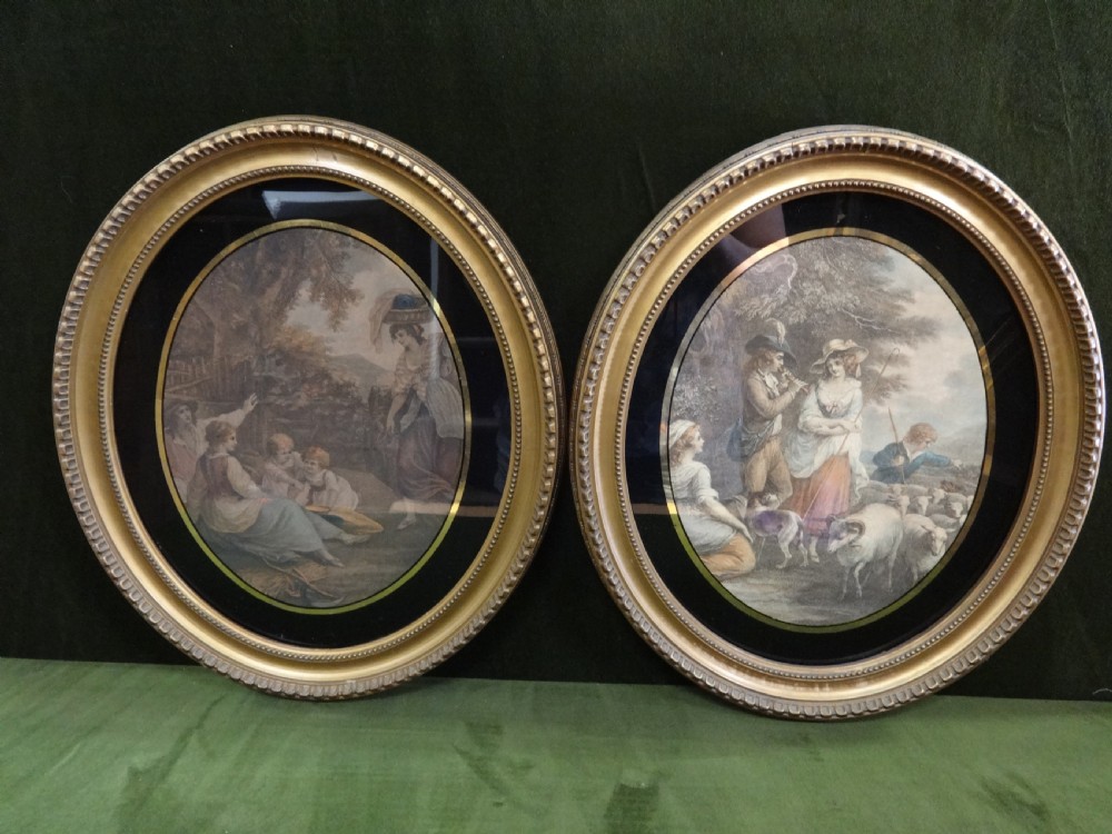 Pair Regency Coloured Etchings View VI