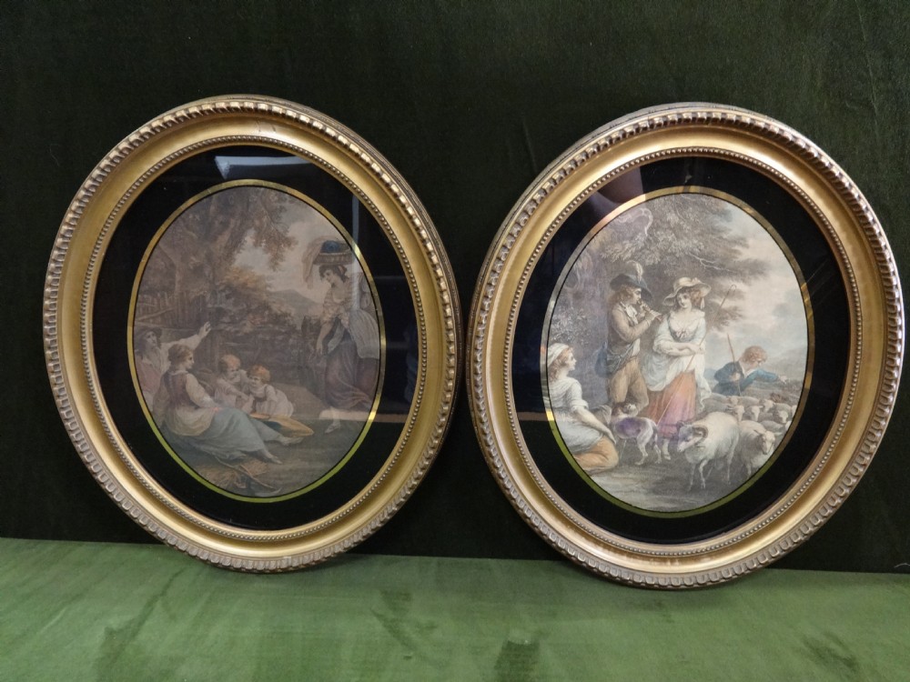 Pair Regency Coloured Etchings