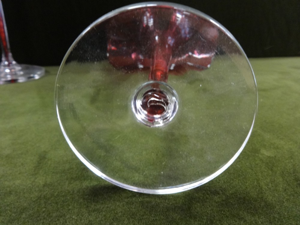 Large Pair Victorian Cranberry Lilly Vases View V