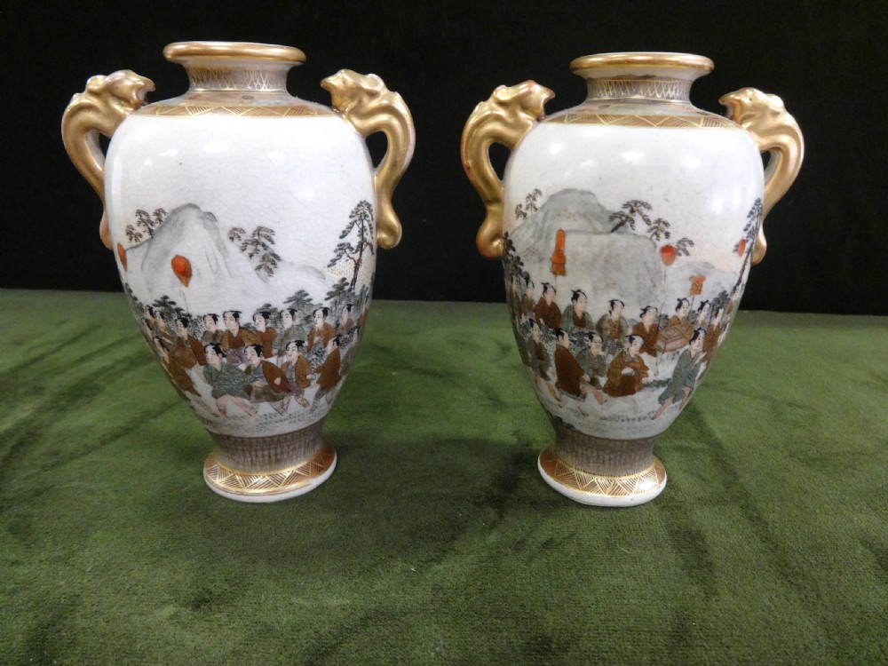 Very Good Pair Japanese Satsuma Vases View II