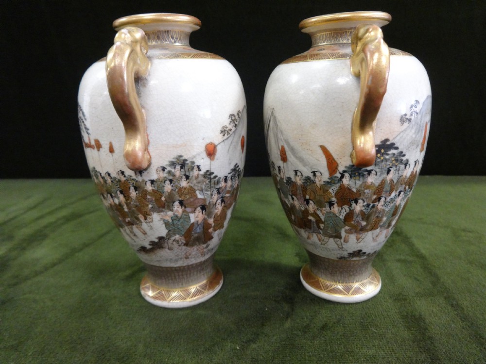 Very Good Pair Japanese Satsuma Vases View III