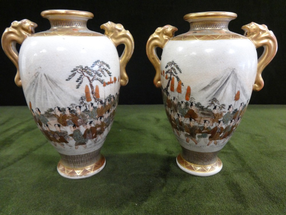 Very Good Pair Japanese Satsuma Vases View IV