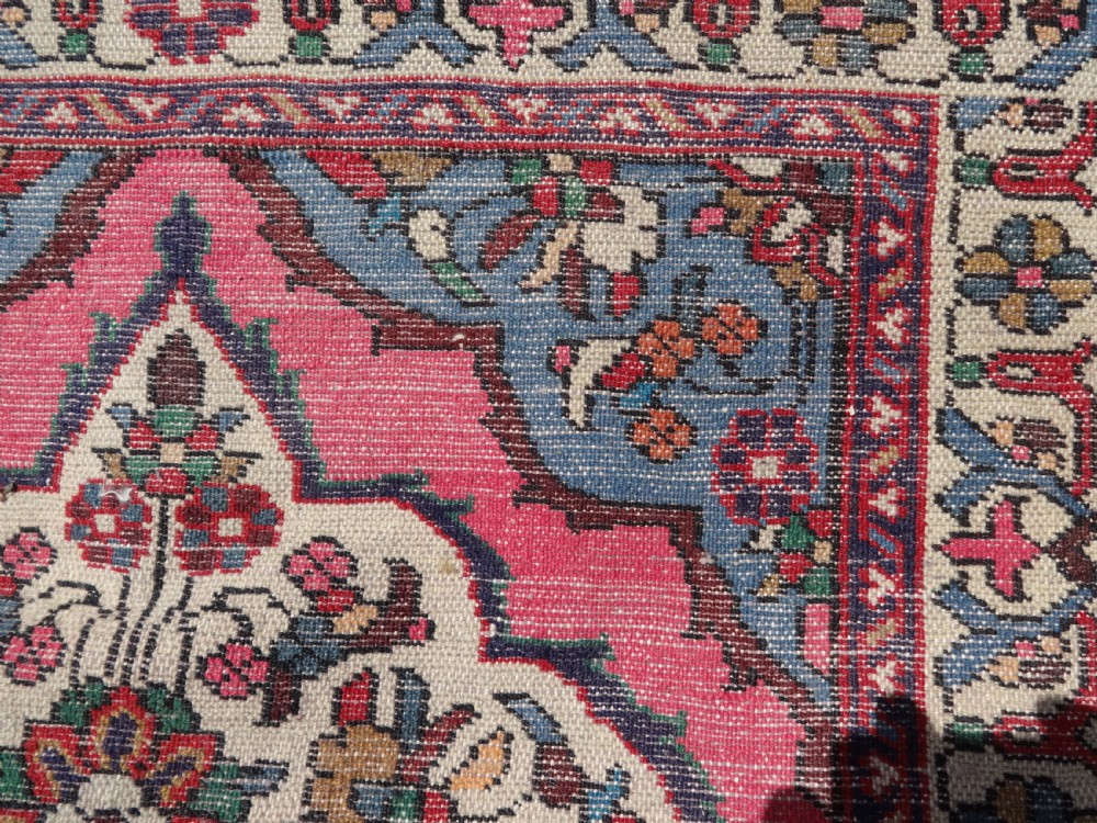 Good Pink and Blue Ground Iranian Carpet Runner View IV