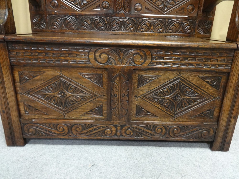 Excellent Quality Oak Monks Bench Settle View III