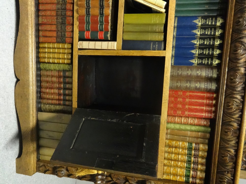 Quality Solid Golden Oak Green Man Open Bookcase View VI
