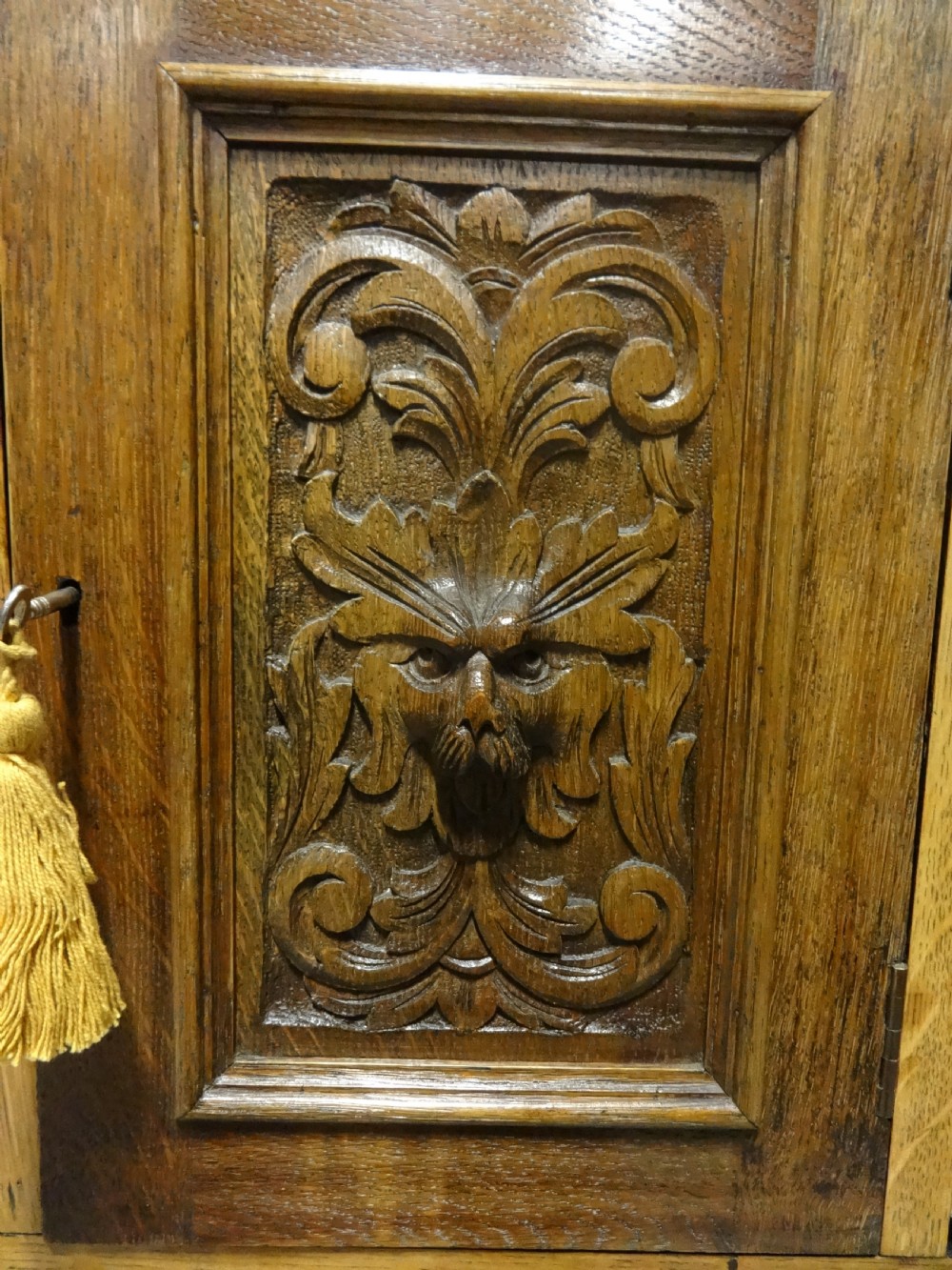 Quality Solid Golden Oak Green Man Open Bookcase View VII