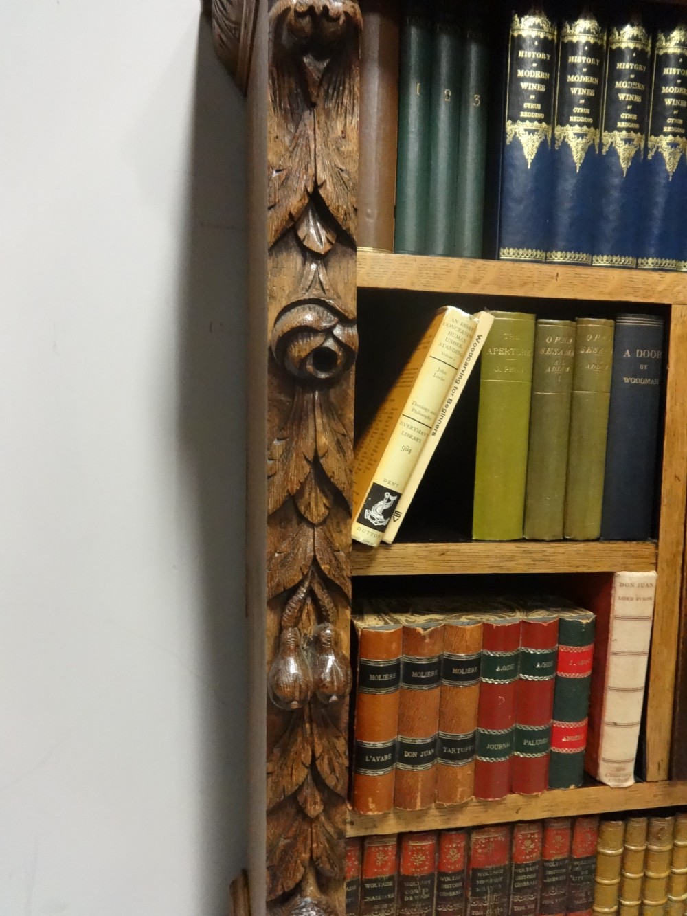 Quality Solid Golden Oak Green Man Open Bookcase View VIII