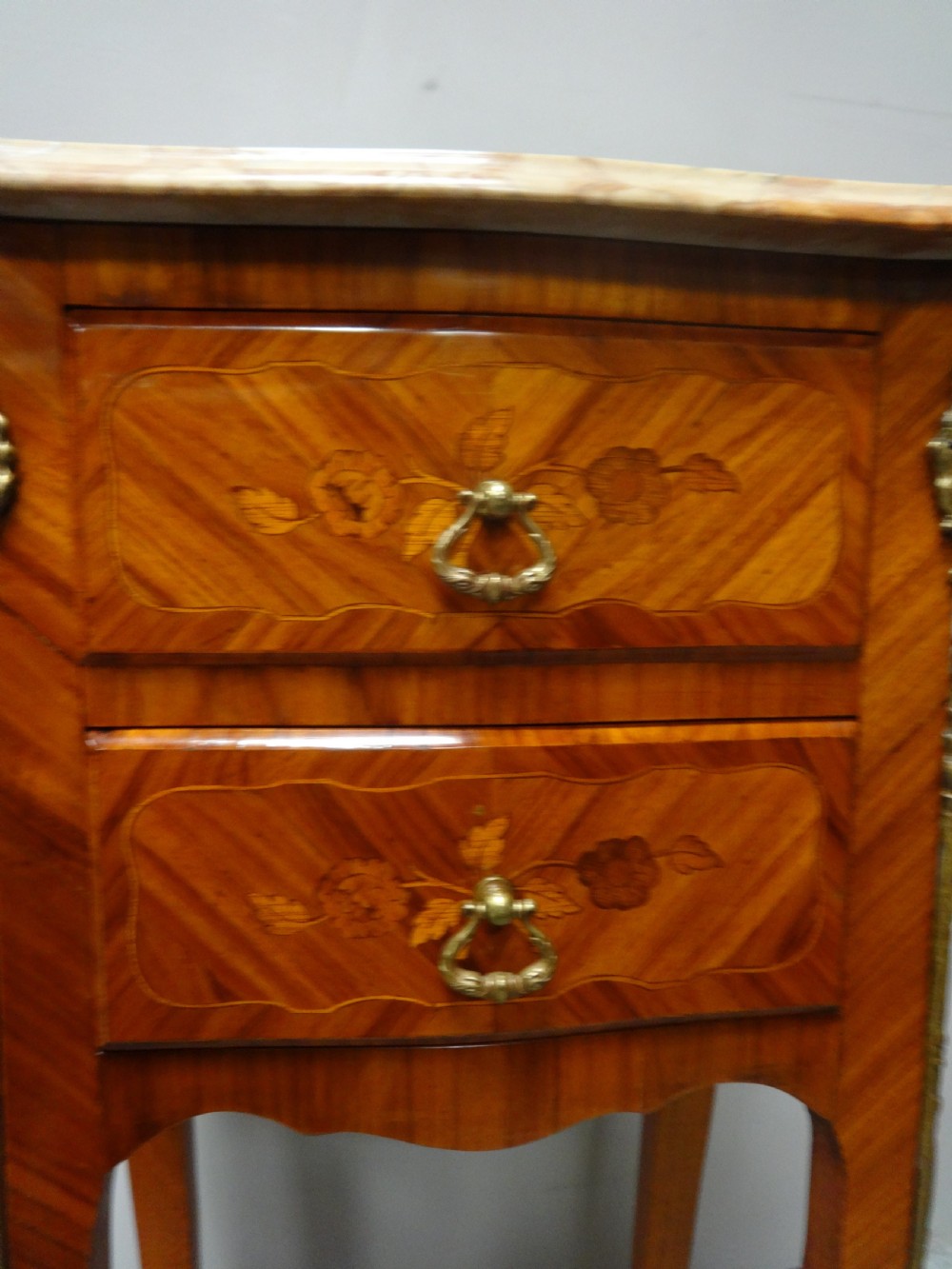 Very Nice Pair French Tulipwood Bedside Lamp Chest of Drawers View IV